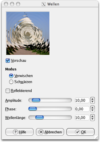 Eigenschaften für das Filter Wellen